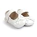 Weixinbuy Baby Girls PU Leather Princess Mary Jane Shoes Soft Sole Bowknot Shoes, White, 6-12 Months/4.92inch