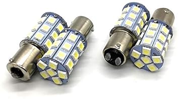 【クリックで詳細表示】Kstyle 24V車用 27SMD 高輝度LED 口金球 1156 1157 個数選択可能 12V兼用可能 白色 ホワイト ピン角180＆deg；