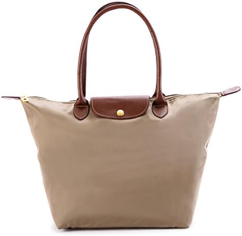 DEEZONE Women's Waterproof Foldable Tote Shoulder Bag - Khaki