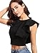 Verdusa Women's Round Neck Ruffle Trim Tank Crop Top Black M