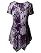 TWINTH Printed Tunic Plus Size Tie Dye Short Sleeve Handkerchief Hem Loose Fit Top Plum 2XL