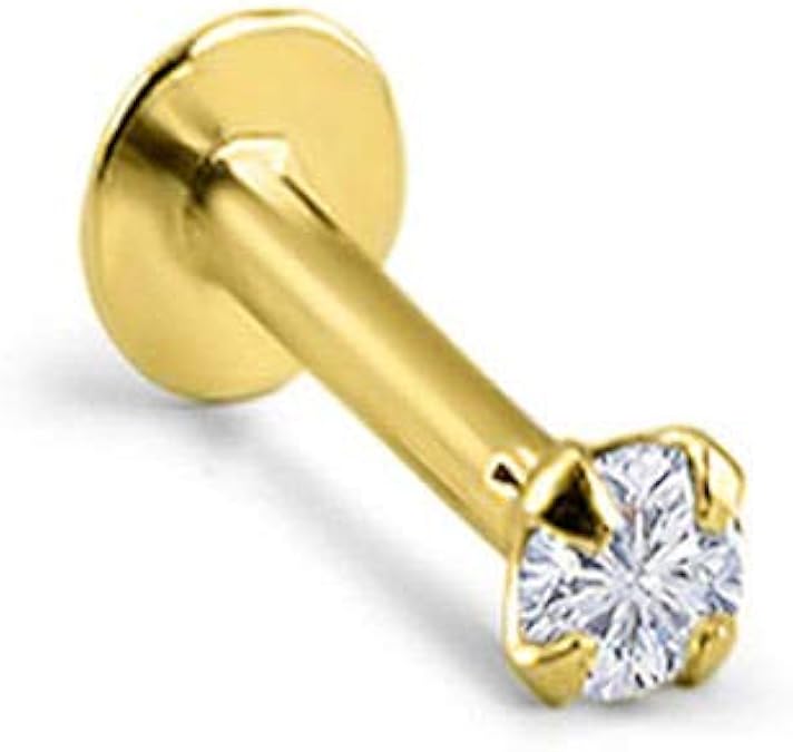 22G 6 mm 14K solid Yellow Gold 3 mm Star Ball End Nose Stud piercing