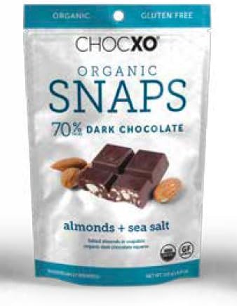 ChocXO Bean to Bar Chocolate Organic Snaps 70% Dark Chocolate Almonds + Sea Salt