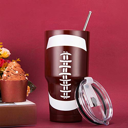 Joyclub 30oz UV Plating Tumbler Stainless Steel Vacuum Tumbler Travel Mug with 2 PCS Straw, 1 Brush, 1 Slider Lid, Double Wall Vacuum Insulation Cup Car Accessories (football)