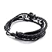 BodyJ4You Leather Bracelet Vintage Anchor Charm Bangle Fit 7-9 Inch Black Rope in a Gift Box