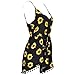 Lanzom Women Summer Vintage V Neck Straps Sunflower Print Romper Jumpsuit (Medium) Yellow