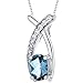 PEORA London Blue Topaz Open Infinity Pendant Necklace for Women 925 Sterling Silver, Natural Gemstone Solitaire, 0.75 Carat Oval 7x5mm with 18 inch Chain, December Birthstone Necklace,
