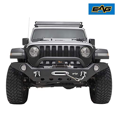 EAG Full Width Front Bumper with Fog Light Hole and Winch Plate Fit for 20182022 Wrangler JL