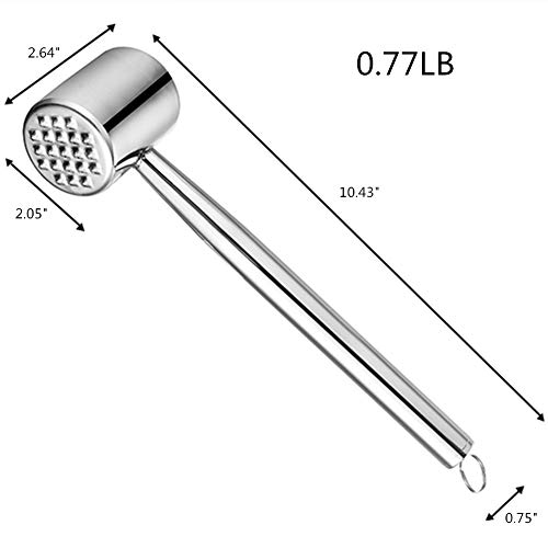 304 Stainless Steel Meat Tenderizer Stainless Steel Meat Mallet Heavy Duty Meat Hammer Softener, Meat Pounder for Tenderizing Steak, Beef, Chicken, Lamb and Minced Meat