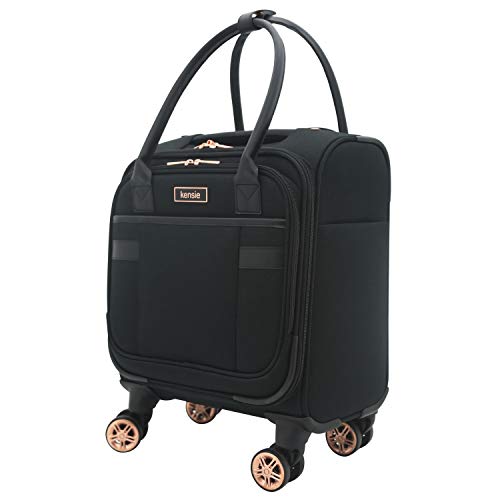 kensie Women's Hudson Softside 3Piece Spinner Luggage Set, Black with