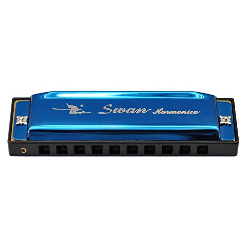 Harmonica Professional Harp Harmoc Key of C 10 Hole Polyphony Diatonic Mouth Organ with Case for Blues Folk Jazz Pop for Adult Kid Children Student Teaching Beginner Gift Blue