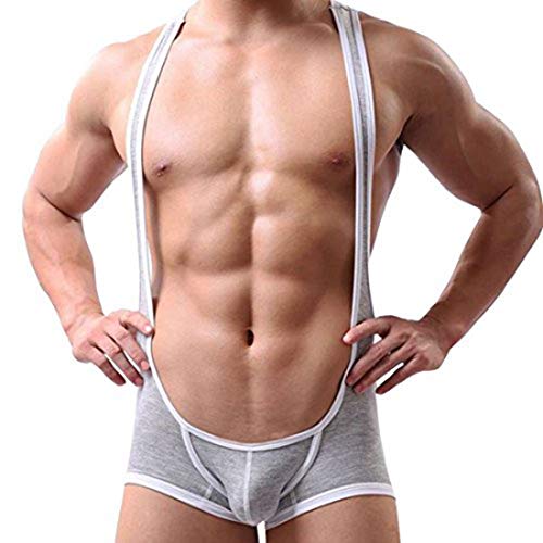 Alvivi Men's Bugle Pouch Suspender Singlet Leotard Underwear Jumpsuits Wrestling Bodysuit