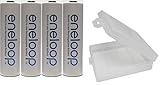 Eneloop QS-RXXW-NU9Y Newest Version 4th Generation AA NiMH Pre-Charged 2100 Times Rechargeable Battery with Holder Pack of 4