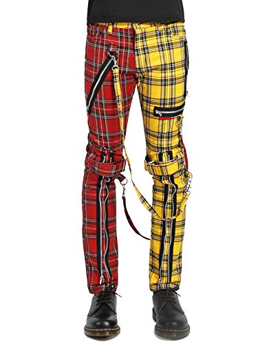 split plaid pants