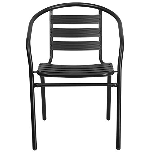 Flash Furniture Lila 4 Pack Black Metal Restaurant Stack Chair with