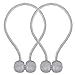 SmallDot Magnetic Curtain Tiebacks, 16 Inch Window Holdbacks Drapes Holders Hooks, Decorative Weave Rope Clips Strong Magnet for Home Office Restaurant Décor, Pack of 2, Grey
