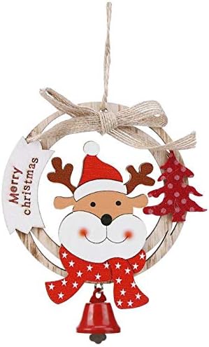 KathShop Cute Creative Wooden Christmas Tree Hanging Bell Pendant Decoration Home Xmas New Year Festival Party Supplies Home Decorations