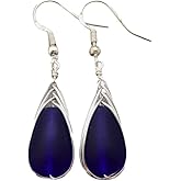 Yinahawaii Handmade Sea Glass Earrings, Hawaiian Jewelry, Wire Braided Earrings Teardrop Earrings, Beach Jewelry Sea Glass Jewelry For Women Birthday Gift