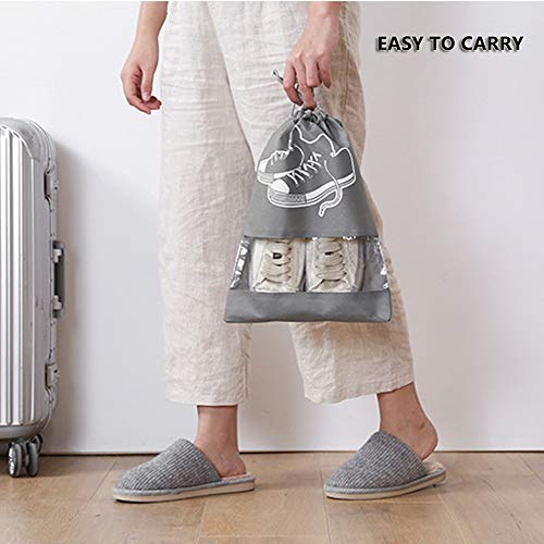 Portable Travel Shoe Bags Shoes Organizer Space Saving Storage Bag with Clear View Window for Men and Women (10 Pack, Medium)