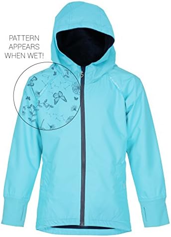 Therm Wind and Waterproof Lightweight Rain Jacket with Magic Print (6, Aqua)