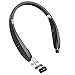 Bluetooth Headset, {Creative Design} Wireless V4.1 Foldable & Retractable Neckband Headphones -Black
