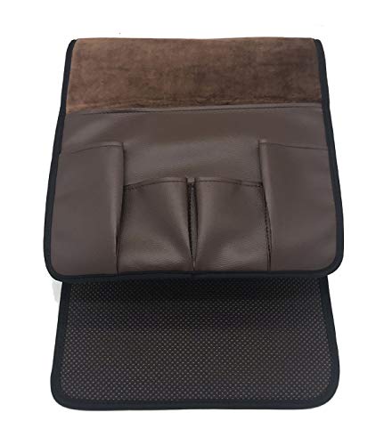 Wanty Velvet Sofa Couch Chair Armrest Soft Caddy Organizer Holder for Remote Control, Cell Phone, Book, Pencil (Brown) - Thumbnail 2