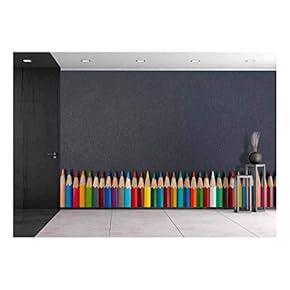 Pattern of Color Pencils Isolated on Black Background Close Up - Removable Wall Mural | Self-Adhesive Large Wallpaper - 66x96 inches