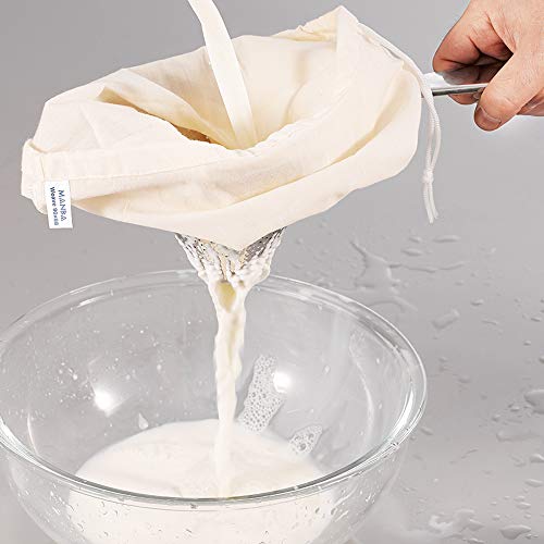 MANBA 6Inch China Cap Strainer with Cheesecloth Nut Milk Bag(2pcs of