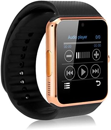 Smart Watch ZOMTOP GT08 Touch Screen Bluetooth Wristwatch with Camera/SIM Card Slot/Pedometer Analysis/Sleep Monitoring for Android (Full Functions) and iOS (Partial Functions)(Gold+Black)
