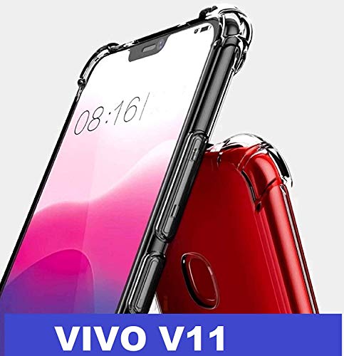 Ankirant BumperCorner Soft Silicon Shockproof Flexible Rubber Back Case Cover for Vivo V11 (Transparent)
