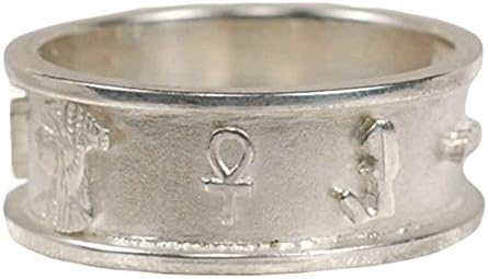 Sterling Silver Band Ring with Personalized Hieroglyphic Symbols - Made in Egypt - size 7