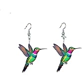 Acrylic Colorful Hummingbird Earrings Cute Bird Dangle Bohemian Animal Hummingbird Jewelry Gifts for Women