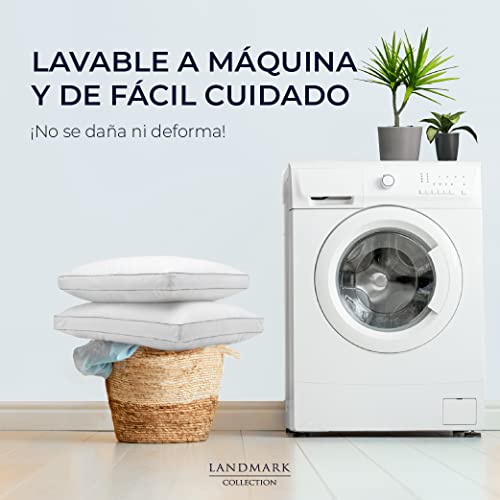 Landmark Collection Almohadas King Size Hotel de Lujo - Diseño 3D Ergonómico Paquete de 2 | Soporte Ergonómico Suave y Envolvente | 100% Algodón | Down Alternative Hipoalergénico | Oeko-Tex