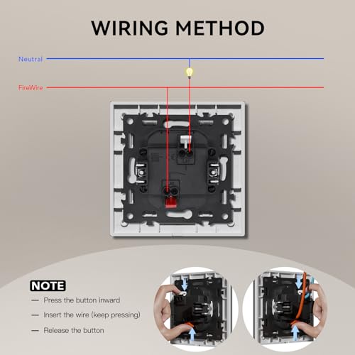 BSEED Glass Light Switch, Flush-Mounted Switch with Claws, Toggle Switch with Backlight, Easy to Install, E-series, 1-Gang 1-Way, 86 mm, White