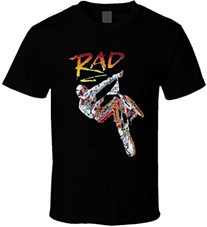 Cool Retro 80's Movie Cult Classic Rad BMX Movie Distressed T Shirt M Black