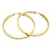 2 Inch Stainless Steel Gold Plated High Shine Inside-Out Hoop Earrings With CZ