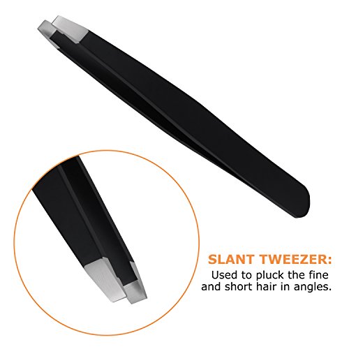 Ameauty Tweezers Set, 3 Pcs Slant Flat Pointed Professional Stainless Steel Tip Tweezers with Travel Case, Best Precision Eyebrow Tweezers and Ingrown Hair Remover for Both Women and Men - Thumbnail 3