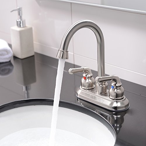 VCCUCINE Commercial Contemporary Brushed Nickel Two Handle Bathroom Sink Faucet, Without Included Pop Up Drain and Hot & Cold Water Hose - Thumbnail 7
