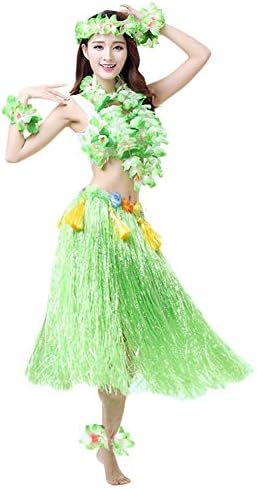 Fighting to Achieve Adult Hula Sets 8pcs, Grass Skirt with Tassels 31.5"