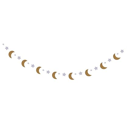 Sharplace Glitter Moon Star Bunting Banner For Kids Room Nursery