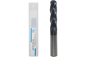JIANXING 1/2" Extra Long Carbide Ball Nose End Mill for Alloy Steels/Hardened Steels, 4" Overall Length End Mill Bits, 4 Flute HRC 55 Deg AlTiN Coating, CNC Router Bits (1 Pieces)