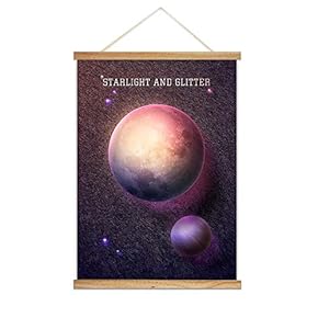 Hanging Poster Wooden Framed Beautiful Moon Theme Home Wall Canvas Prints Ready to Hang - 18"x24" inches