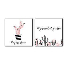 NWT Canvas Wall Art Cute Cactus Abstract Painting...