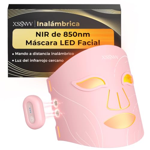 XSSNVV NVV04 Home Skin Care Wireless LED Facial Mask | Flexible Silicone LED Mask with 4 Light Modes, 850nm Near Infrared, 272 LEDs, Includes Eye Protectors