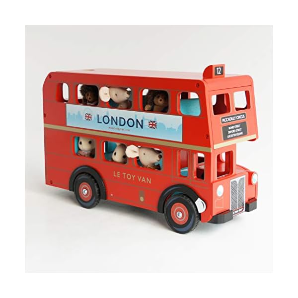 Le Toy Van TV469 Cars & Construction Double Decker Wooden Role Play Suitable for Girls and Boys Toys, London Bus