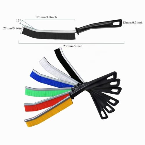 DuDuZui Set of 11 Crevice Cleaning Brushes, 6 Colorful Gap Cleaning Brushes, 3 Brass/Stainless Steel/Nylon Wire Brushes, 2 Scraper Tools