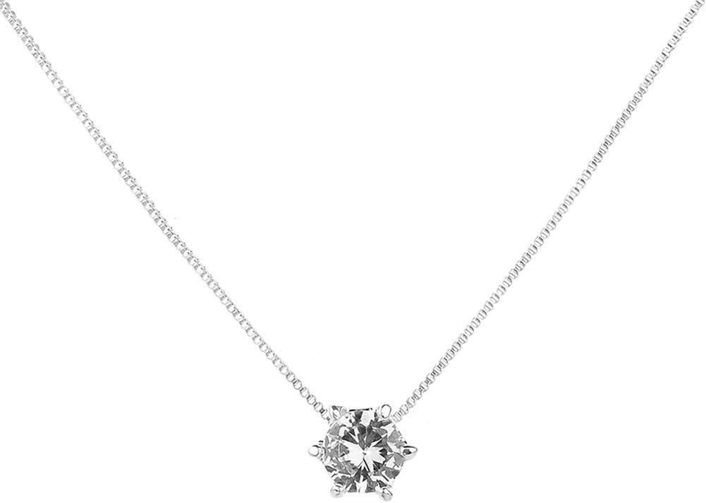 LadyGG Single Swarovski Zircon Pendent Sweet Rhinestone Pendant Necklace Girl Gemstone Choker Chain Gifts for Women, Parties, Birthdays, Festivals
