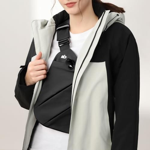 Anti-Theft Crossbody Bag for Women Men, Multi-Pocket Small Sling Chest Travel Bag, Ideal for Passport, Mobile Phone, and More(Black)