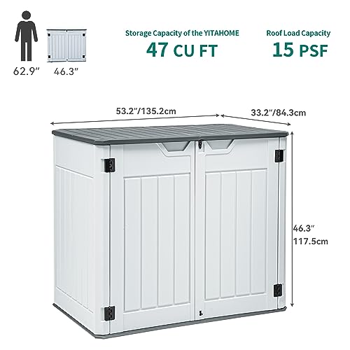 YITAHOME Large Outdoor Horizontal Storage Shed, 47 Cu Ft Resin Tool