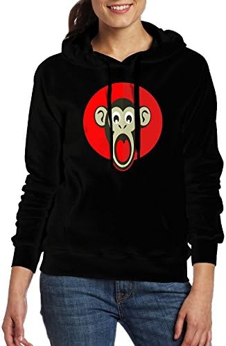 Shocking Monkey Logo Funny Women's Long Sleeve Hoodies Sweatshirts With Pocket Cap
